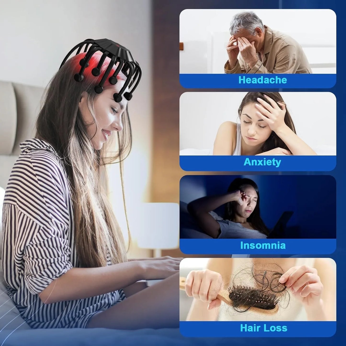 RelaxHead™ – Langaton päänhieroja Bluetoothilla 
