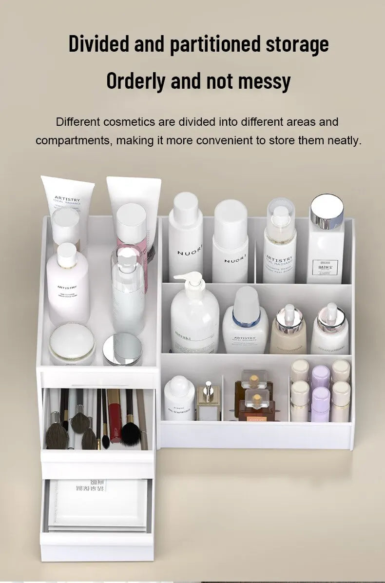 Sminkförvaring – vit låda för makeup & hudvård, plast