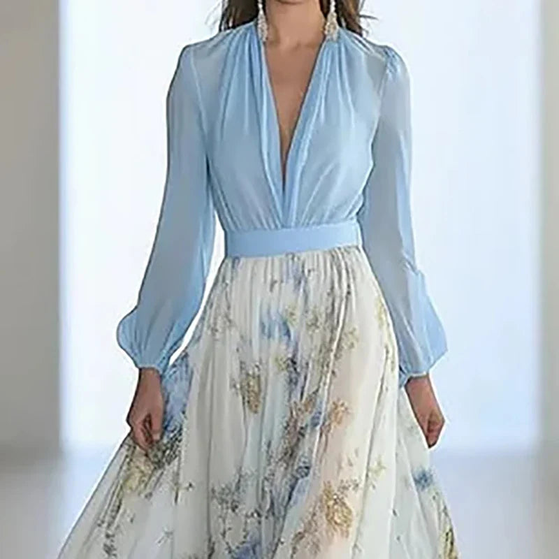 BlomKlänning™ – Elegant Boho Klänning med V-Ringning