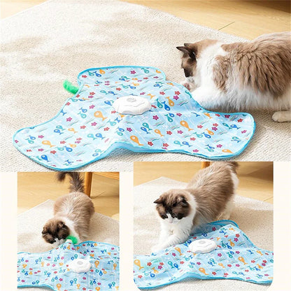 Interaktiv kattleksak – gömma & söka mus med fjäder & ljud