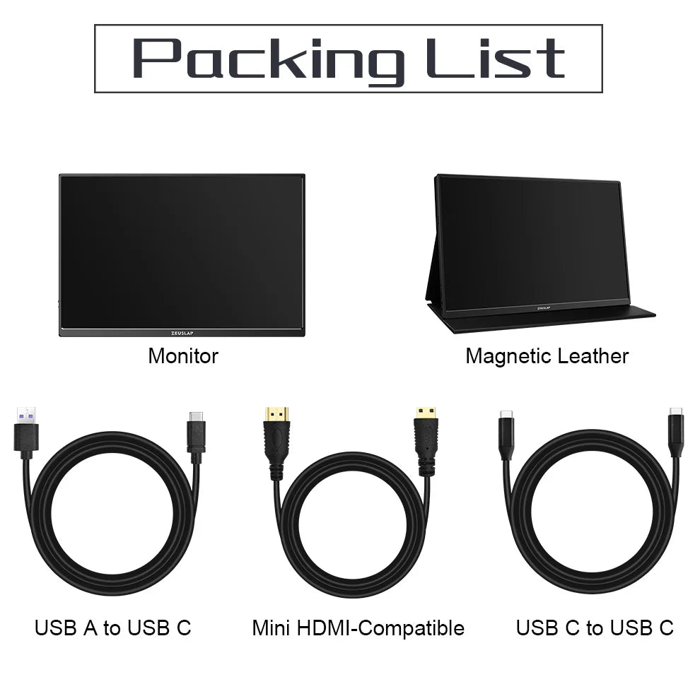 Extern bärbar enkel skärm till dator, spelkonsol, mobil eller laptop