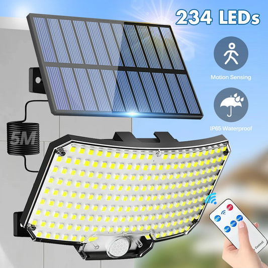 234 LED Solcellslampa med Fjärrkontroll – Rörelsesensor & 3 Ljuslägen
