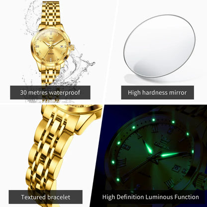 Klocka Helena (automatisk damklocka i rostfritt stål – lyxig design)