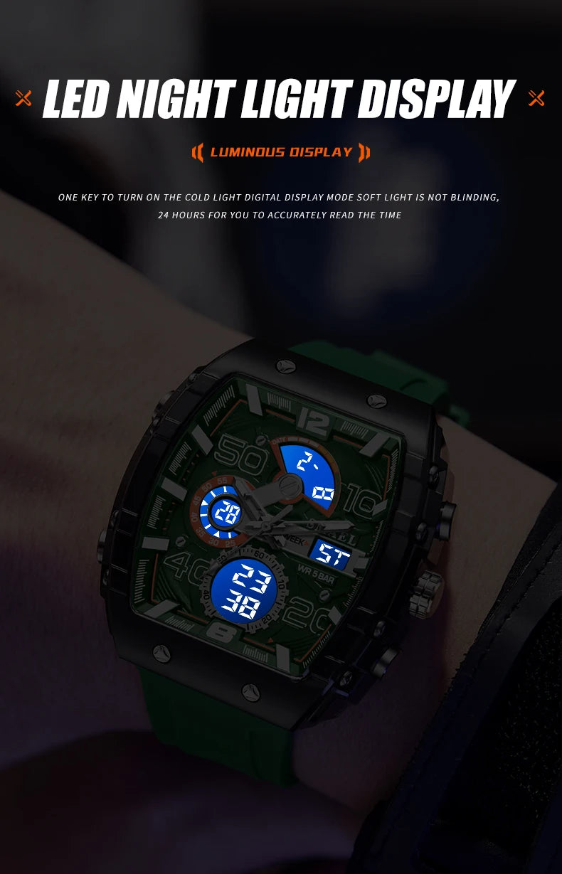 ChronoSquare – fyrkantig herrklocka med dual display