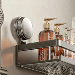 Kylpyhuoneen kulmahylly imukupilla – ilman porausta