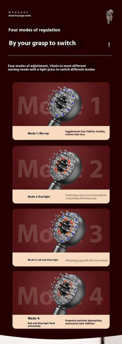 GrowComb™ – Elektrisk Hårbottenmassage med Rött Ljus