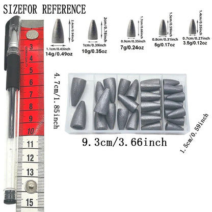 Sänken set – 32 st bullet weights 3,5–14 g