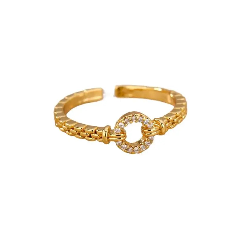 Tvistad ring dam – öppen ring i rostfritt stål med zirkon