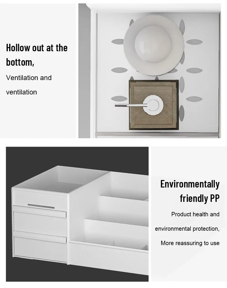 Sminkförvaring – vit låda för makeup & hudvård, plast