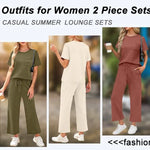 2-delat set dam – kortärmad topp & vida byxor