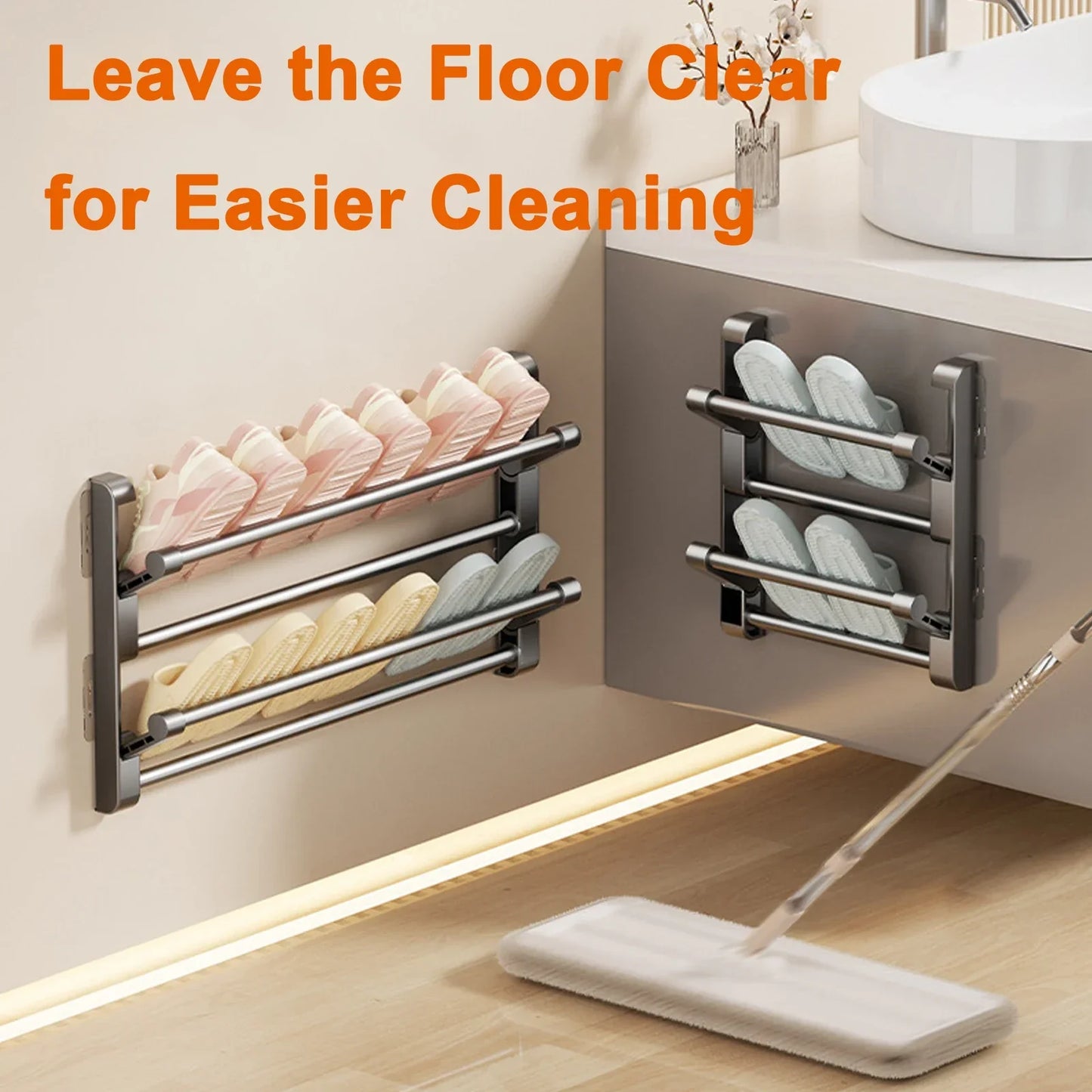 Väggmonterad skoförvaring för tofflor