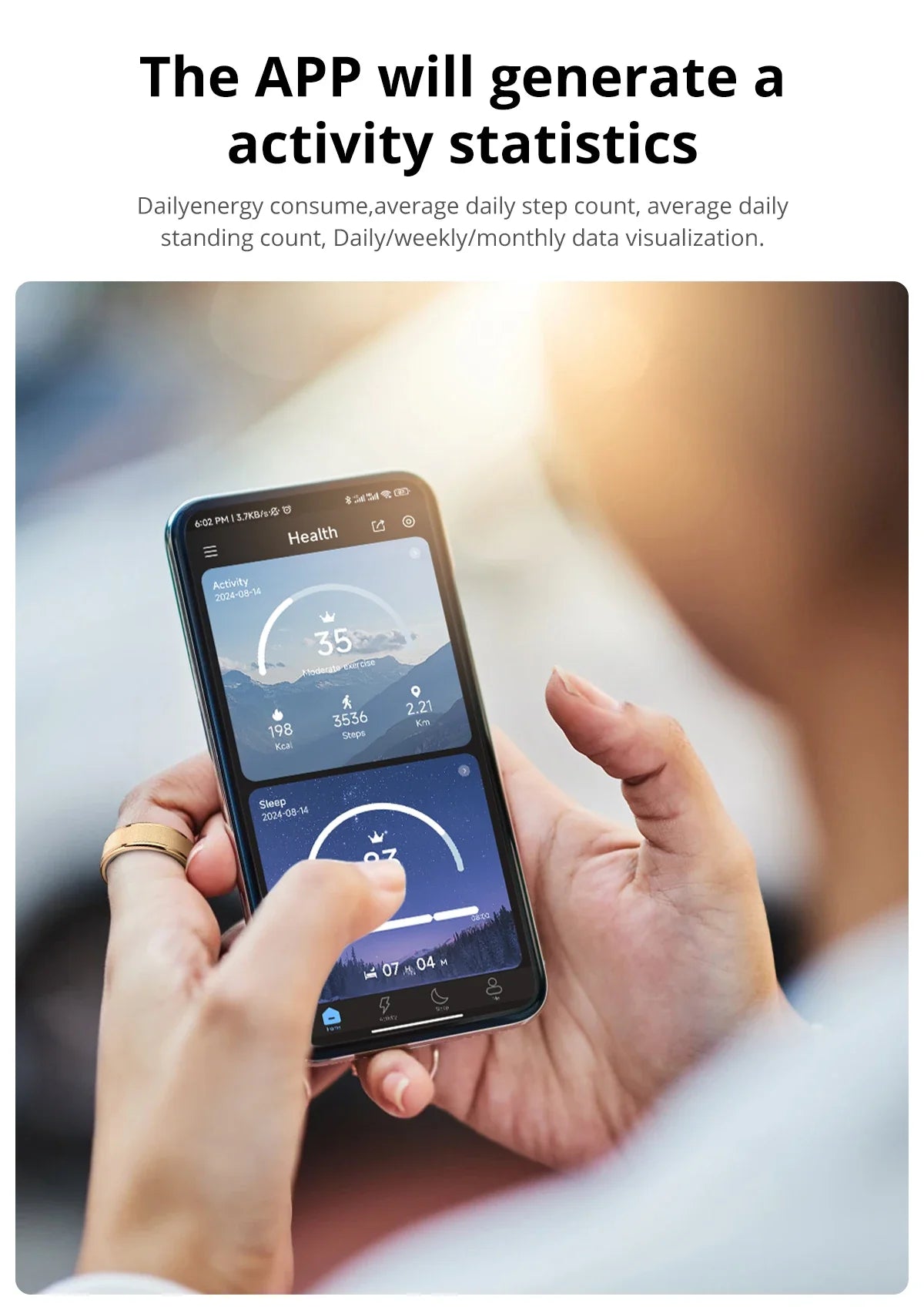 Smart ring – sömn & hälsomonitor med laddfodral