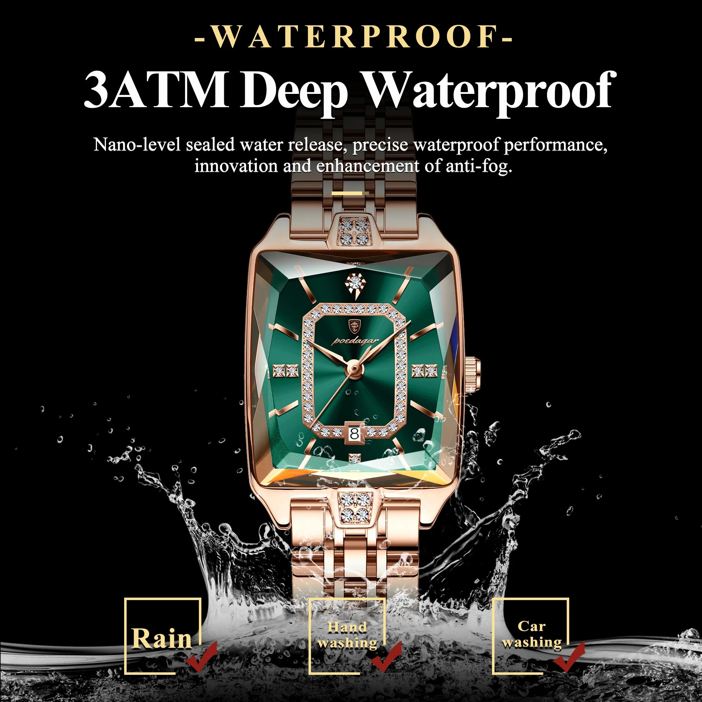 Klocka Karolina (damklocka i stål med kalender & vattenskydd)