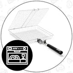 Hopfällbart grillgaller – korg med handtag för fisk, grönsaker & räkor