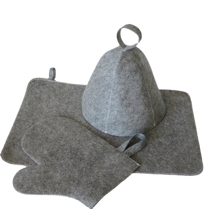 Bastu set 3-delar – hatt, sittdyna & handske
