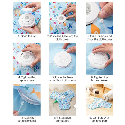 Interaktiv kattleksak – gömma & söka mus med fjäder & ljud