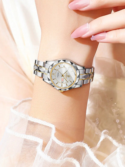 Klocka Ingrid (damklocka i silverfärg med datum & vattenskydd)