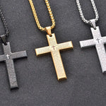 Korshalsband herr – stålkedja med bibelkors