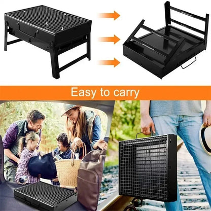 Bärbar kolgrill i rostfritt stål – mini BBQ för camping & picknick