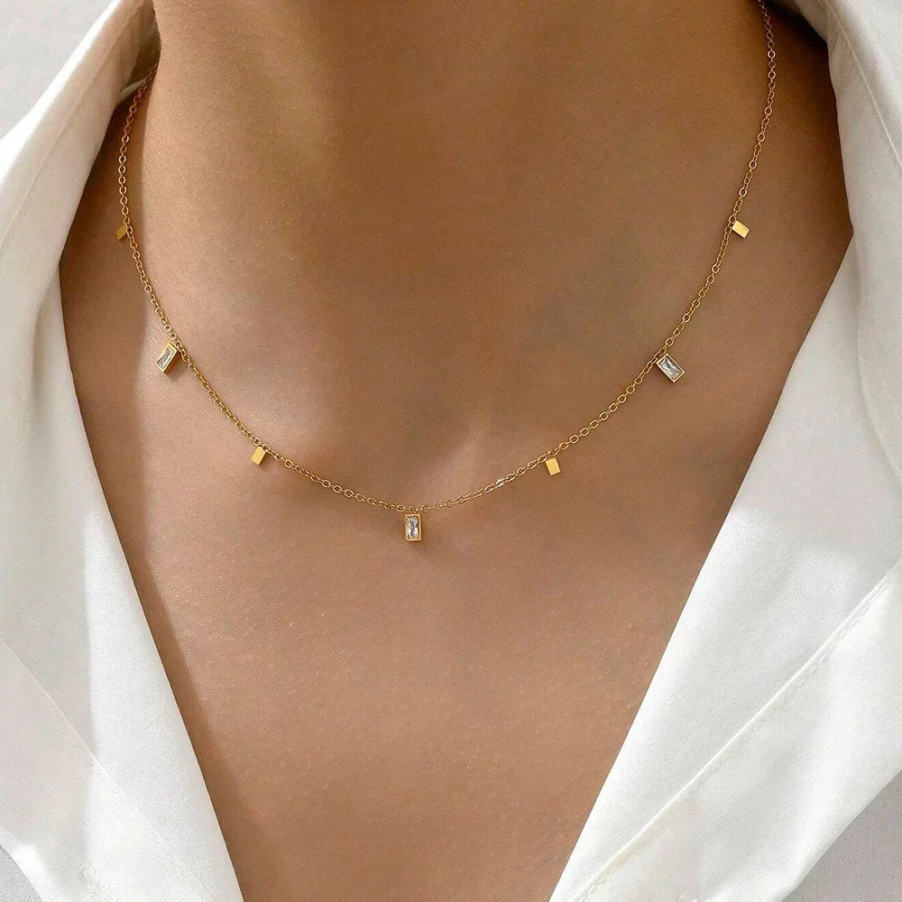 Kristallhalsband dam – zirkonia berlockhalsband för fest & vardag