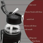 Sportvattenflaska – läcksäker flaska med sugrör & tidsmarkering