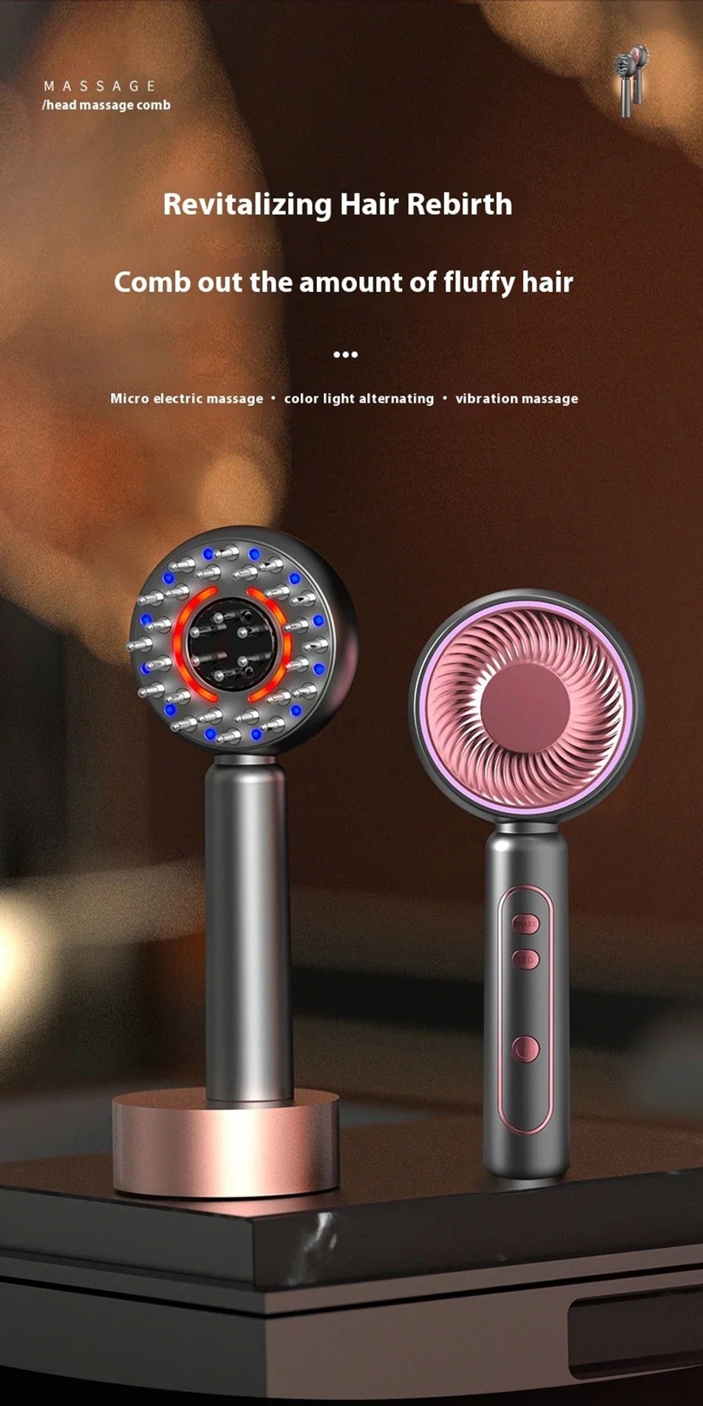 GrowComb™ – Elektrisk Hårbottenmassage med Rött Ljus