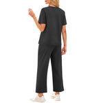 2-delat set dam – kortärmad topp & vida byxor