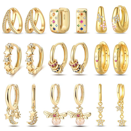 Eleganta örhängen – hoops med stjärnor, månar & pärlor