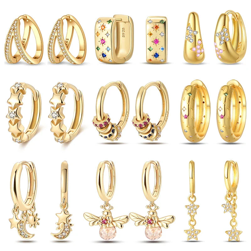 Eleganta örhängen – hoops med stjärnor, månar & pärlor