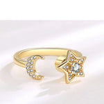 Stjärnring – snurrbar damring med mån- & stjärndetaljer