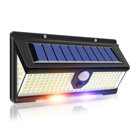 190 LED Solcellslampa med Rörelsesensor – 4 Ljuslägen & Vattentät Väggbelysning