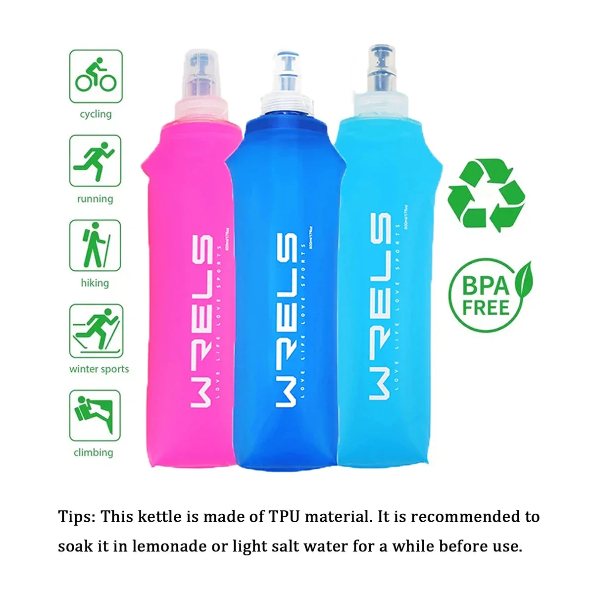 Hopfällbar silikonflaska – 150/250/500 ml portabel vattenflaska för träning & resor