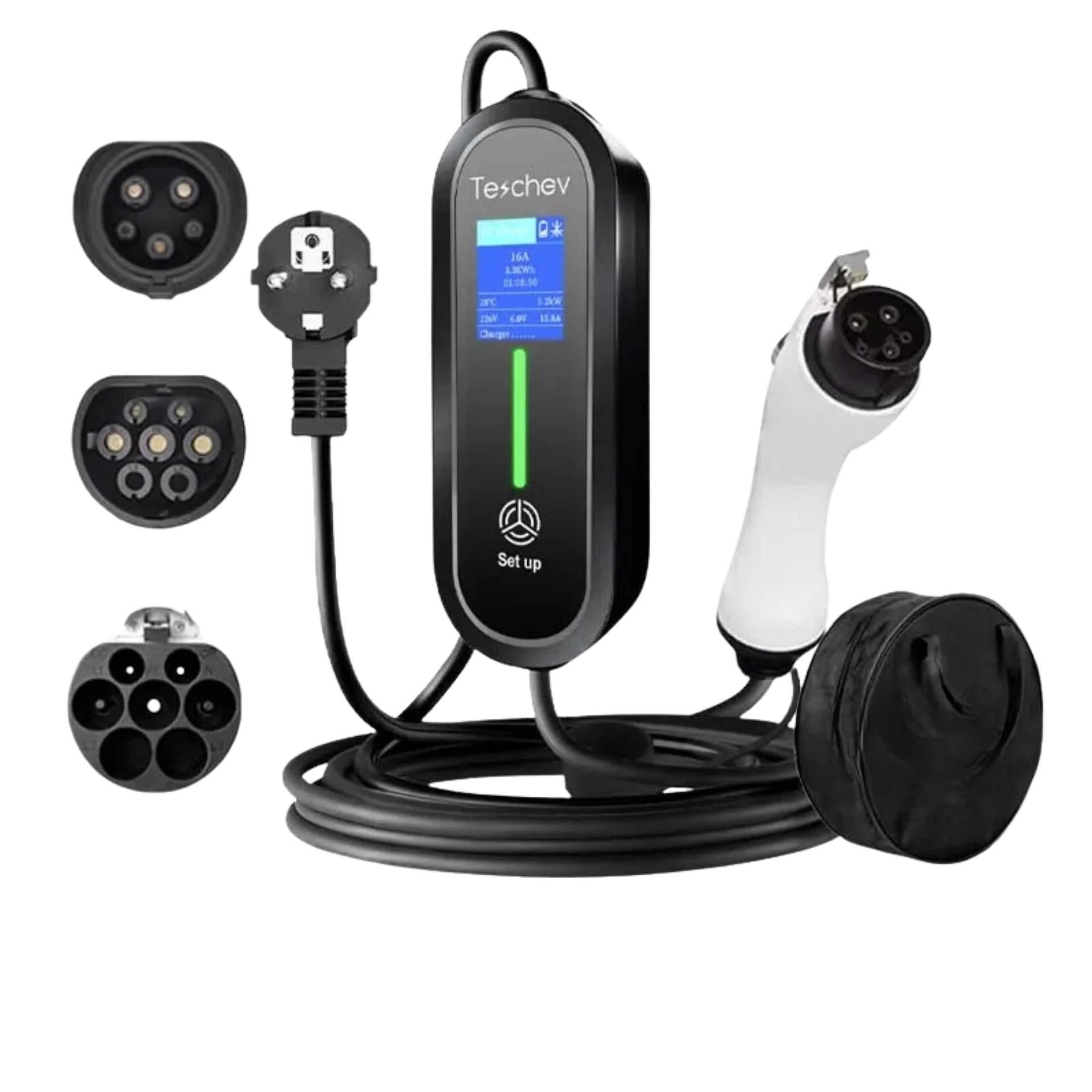 Portabel laddare elbil 3.5kW – EV laddkabel typ 1 & typ 2