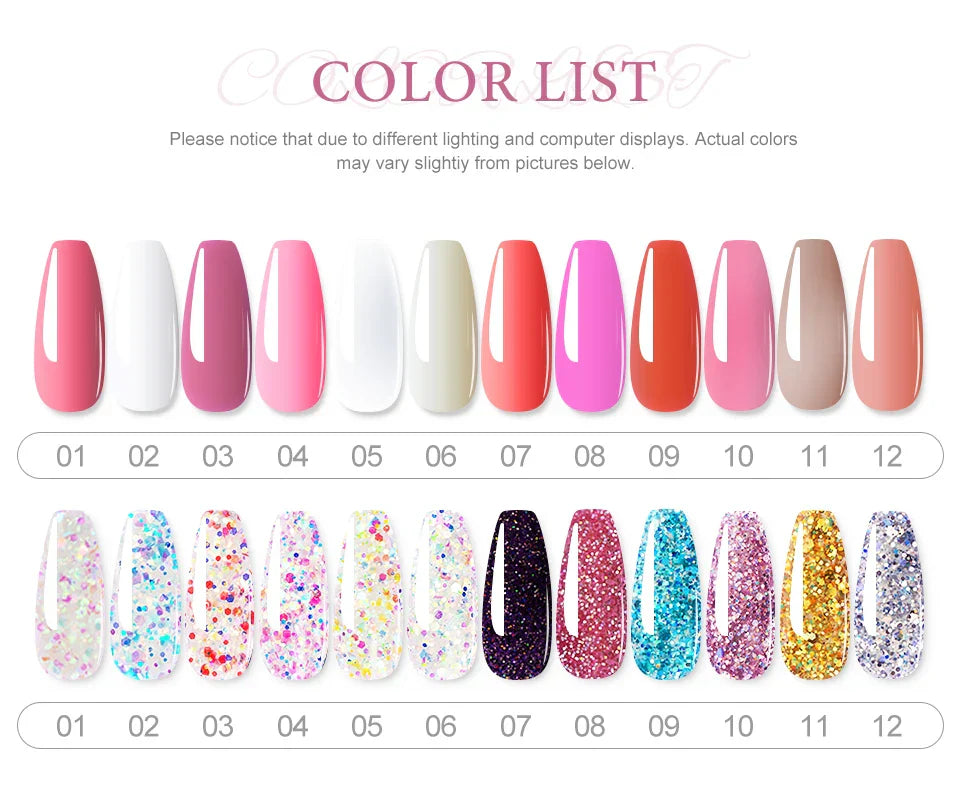 Nagelförlängningskit – Akryl gelpolish med UV/LED lampa, bas- & topplack för manikyr hemma & salong