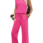 2-delat set dam – ärmlös topp & byxor i polyester