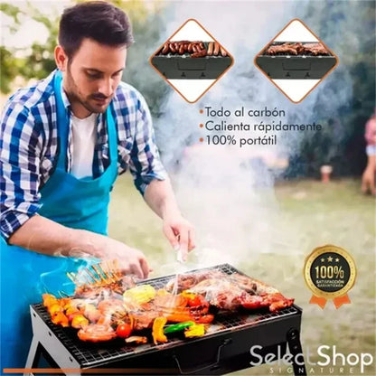 Bärbar kolgrill i rostfritt stål – mini BBQ för camping & picknick