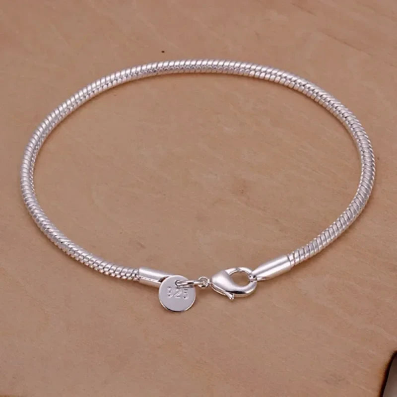Armband Märta (3 mm ormkedja i silverfärg – klassisk modell)