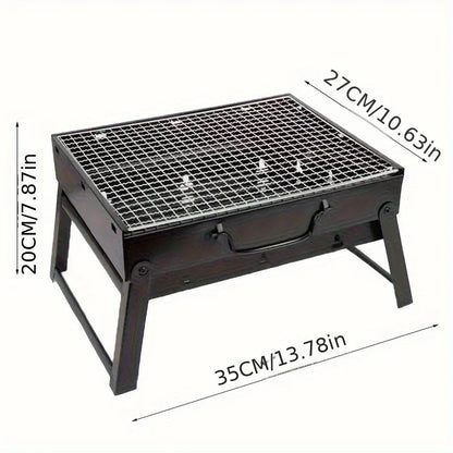 Bärbar kolgrill i rostfritt stål – mini BBQ för camping & picknick