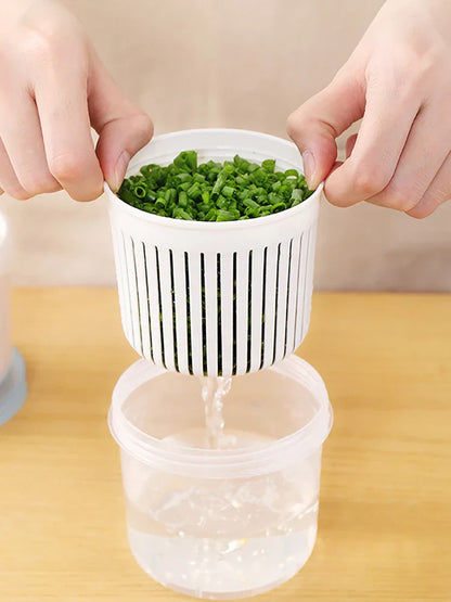 Matlåda med dränering – dubbel grönsaksförvaring