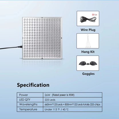 LED ljuspanel 225 dioder – hudvård & smärtlindring