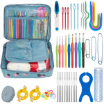 Virkkuukoukkusarja tarvikkeineen – puikot, merkit ja säilytyspussi