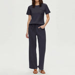 2-delat set dam – kortärmad topp & vida byxor