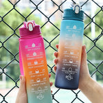 Sportvattenflaska – läcksäker flaska med sugrör & tidsmarkering