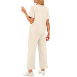 2-delat set dam – kortärmad topp & vida byxor