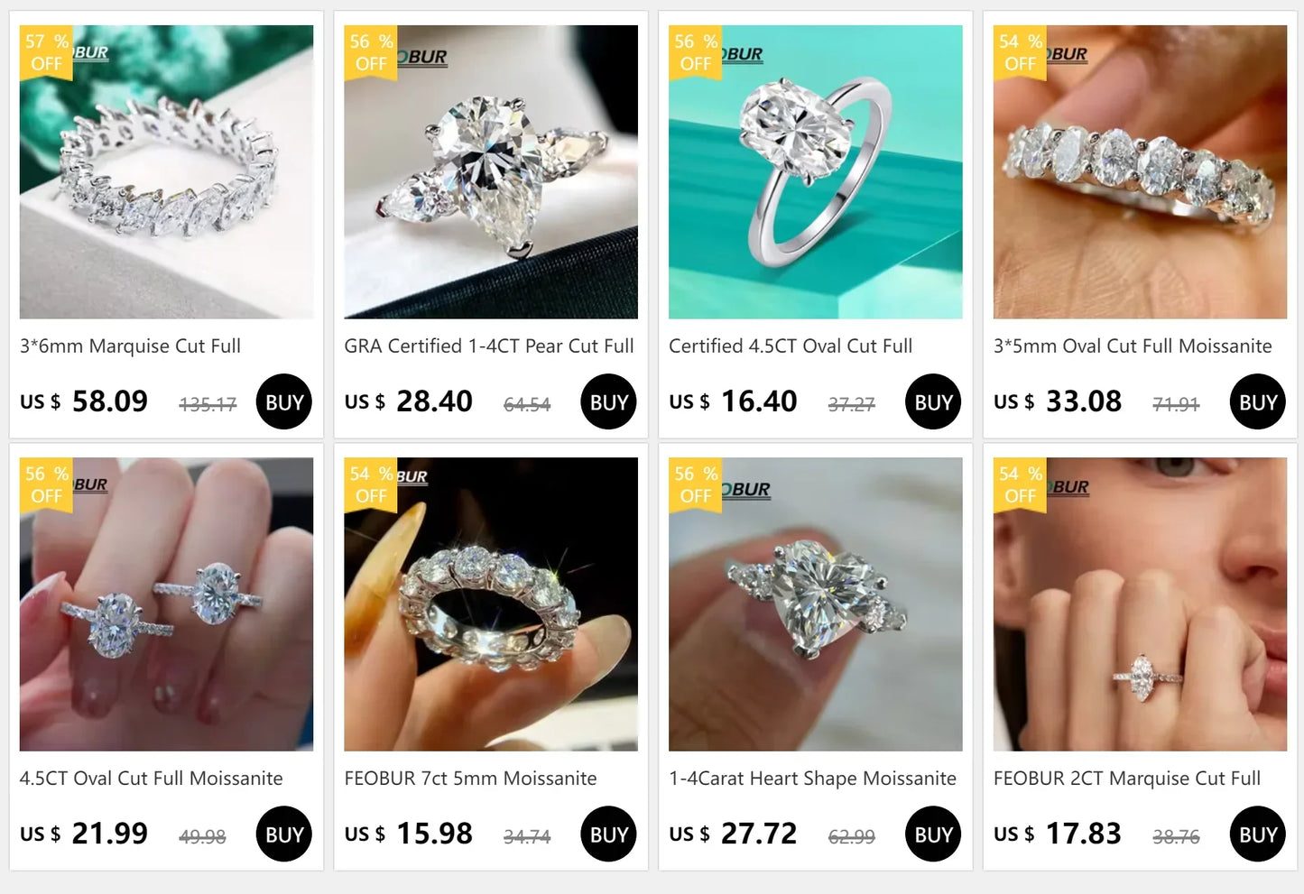 Droppformad ring med sten – 1–4 ct