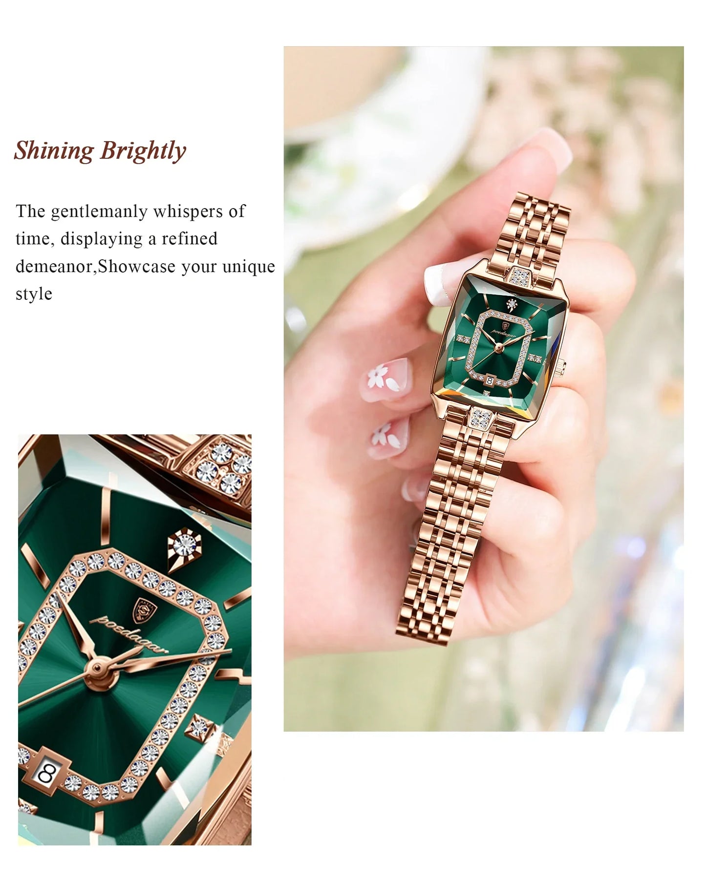 Klocka Karolina (damklocka i stål med kalender & vattenskydd)