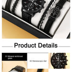 Herrklocka presentset – armbandsur med läderrem