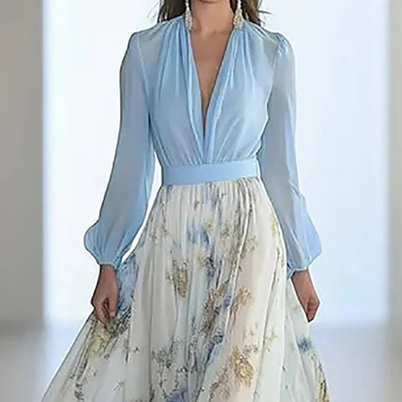 BlomKlänning™ – Elegant Boho Klänning med V-Ringning