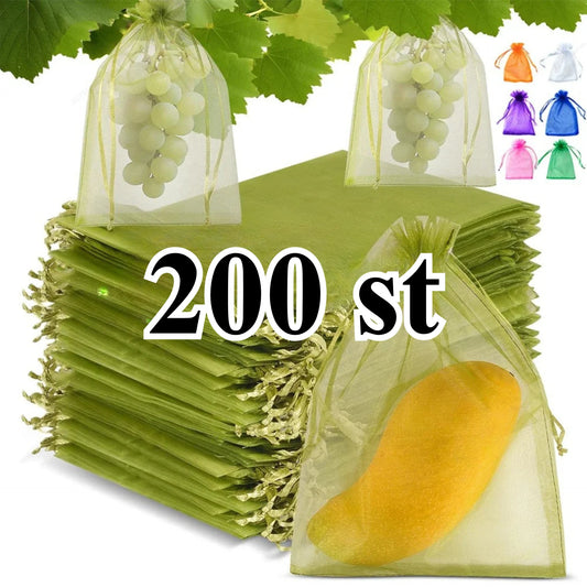 Skyddspåsar för frukt & bär – 10–200 st nätpåsar mot fåglar & insekter