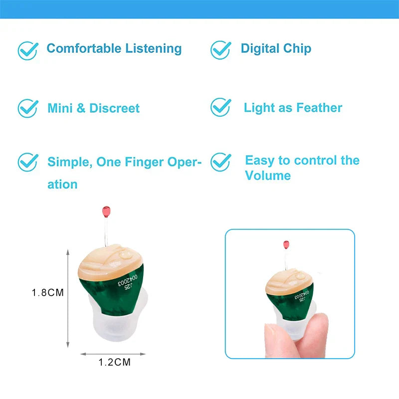 Hörapparat mini – justerbar ljudförstärkare för inneröra